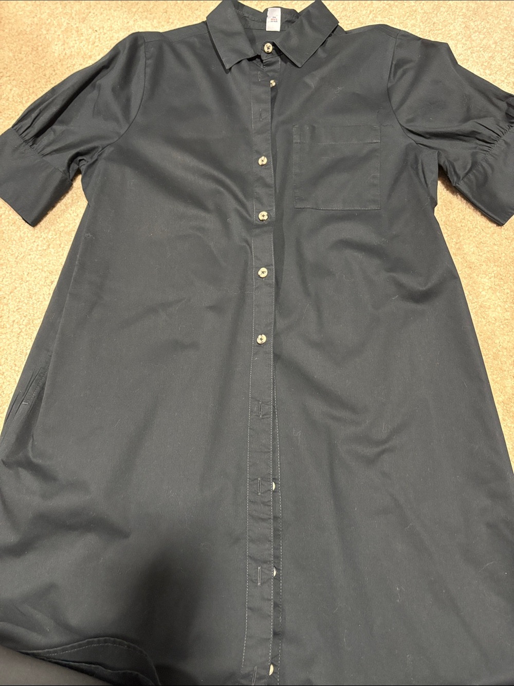 Old Navy Black Button-Down Midi Shirt Dress